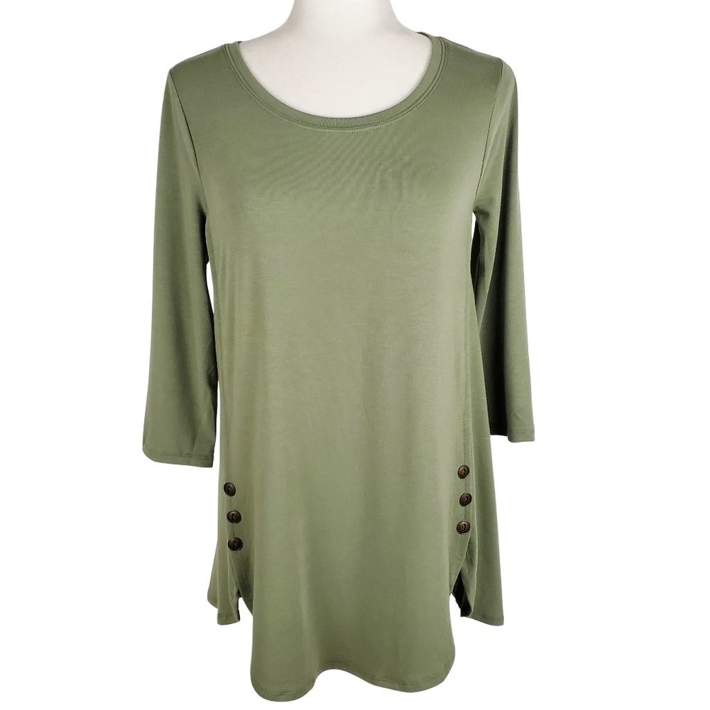 Zenana NWOT Army Green Tunic Women's Medium Athleisure Dolphin Hem Loungewear